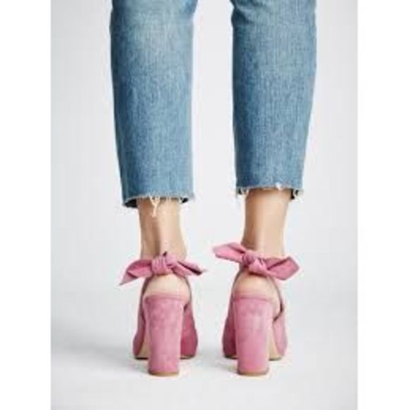 Free People Lavender Sling Back Heels with Bow - Picture 2 of 9